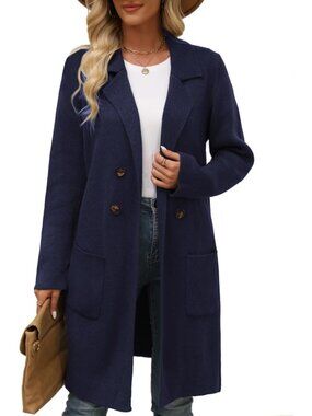 Cozy Open Front Long Cardigan Sweater for Women - Fall Knit Blazer Coatigan